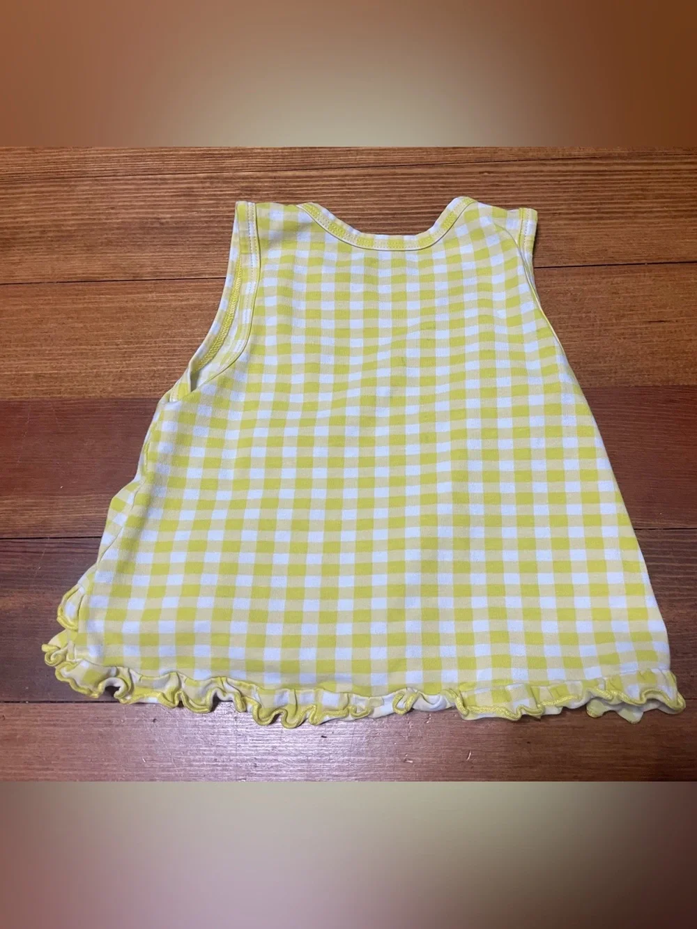 Florence Eiseman Blossom & Sprout Yellow & White Gingham Tank with Duck Motif 2T